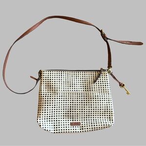 FOSSIL Fiona White Polka Dot Crossbody Bag